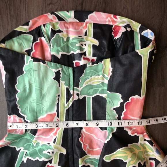 VTG Barboglio Peplum Tiered Mini Dress Size 8 Black Floral Glamoratti 80s Luxury - Picture 7 of 13